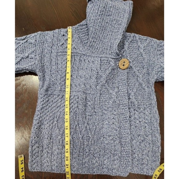 Shannon Woolen Mills Sweater Women's XS Cardigan Shawl 100% Wool Blue Knit‎ - Picture 11 of 12